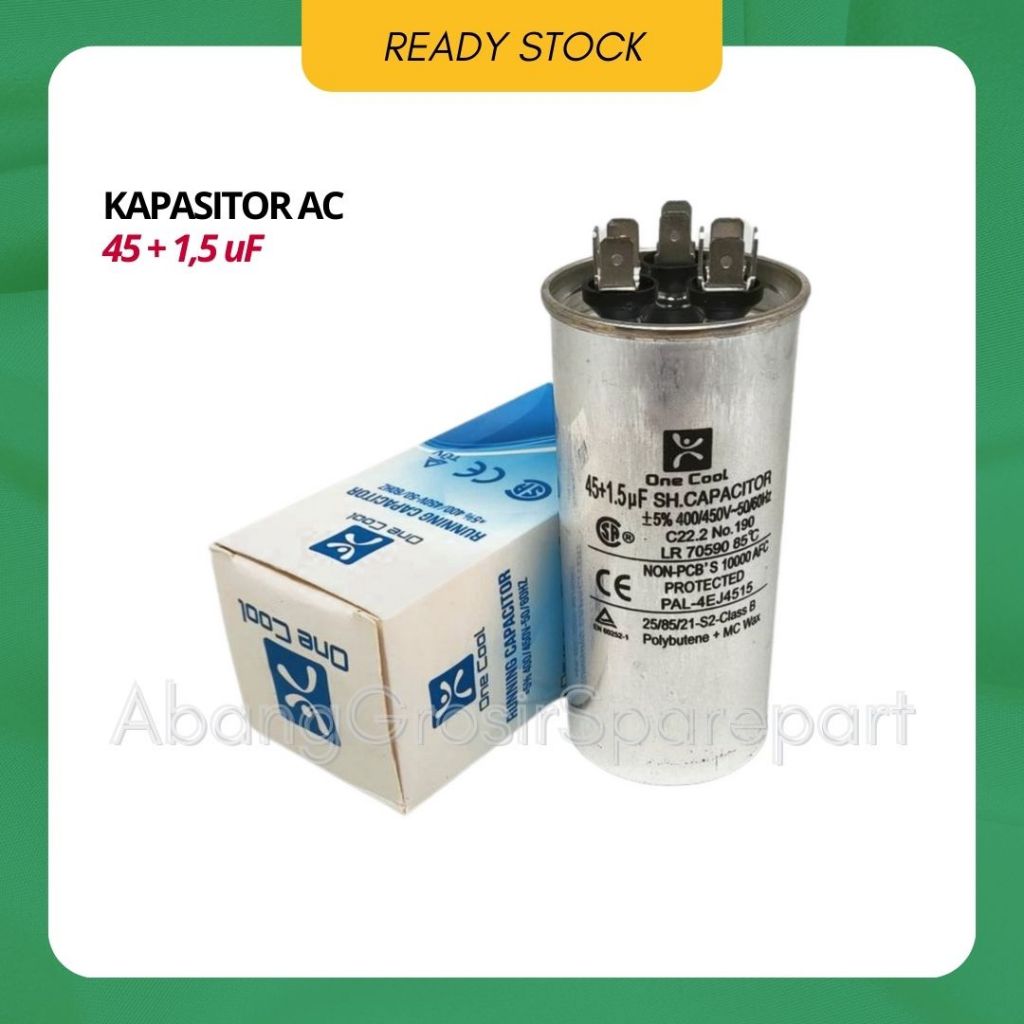 Jual A8 Kapasitor AC 45 1 5 Uf 3 Soket Running Capacitor AC 45 1