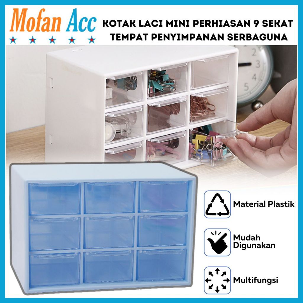 Jual Kotak Laci 9 Sekat Serbaguna Storage Box Drawer Susun Tempat