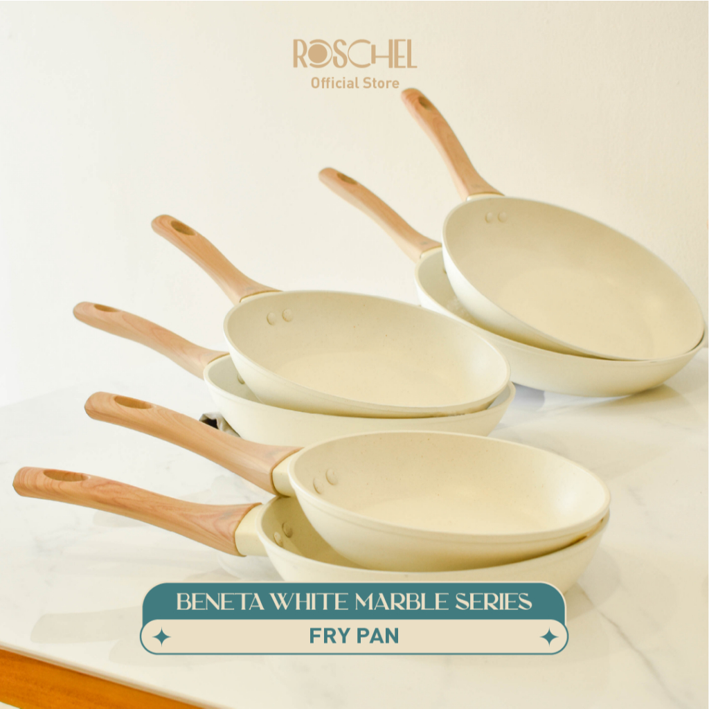 Jual Roschel Beneta White Marble Coating Non Stick Frypan