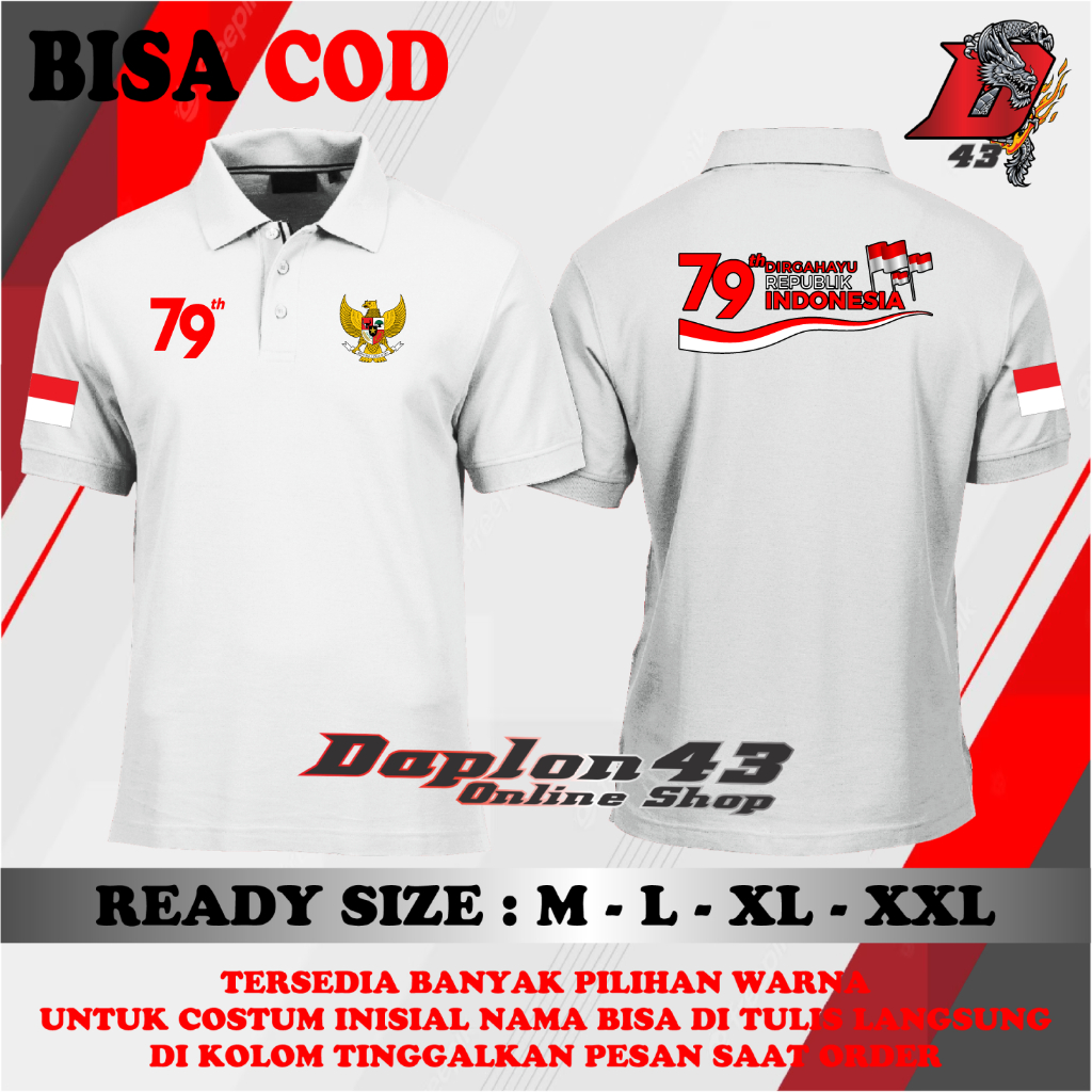 Jual POLOSHIRT KAOS KERAH KAOS POLO 79 TH DIRGAHAYU RI 3 TIANG