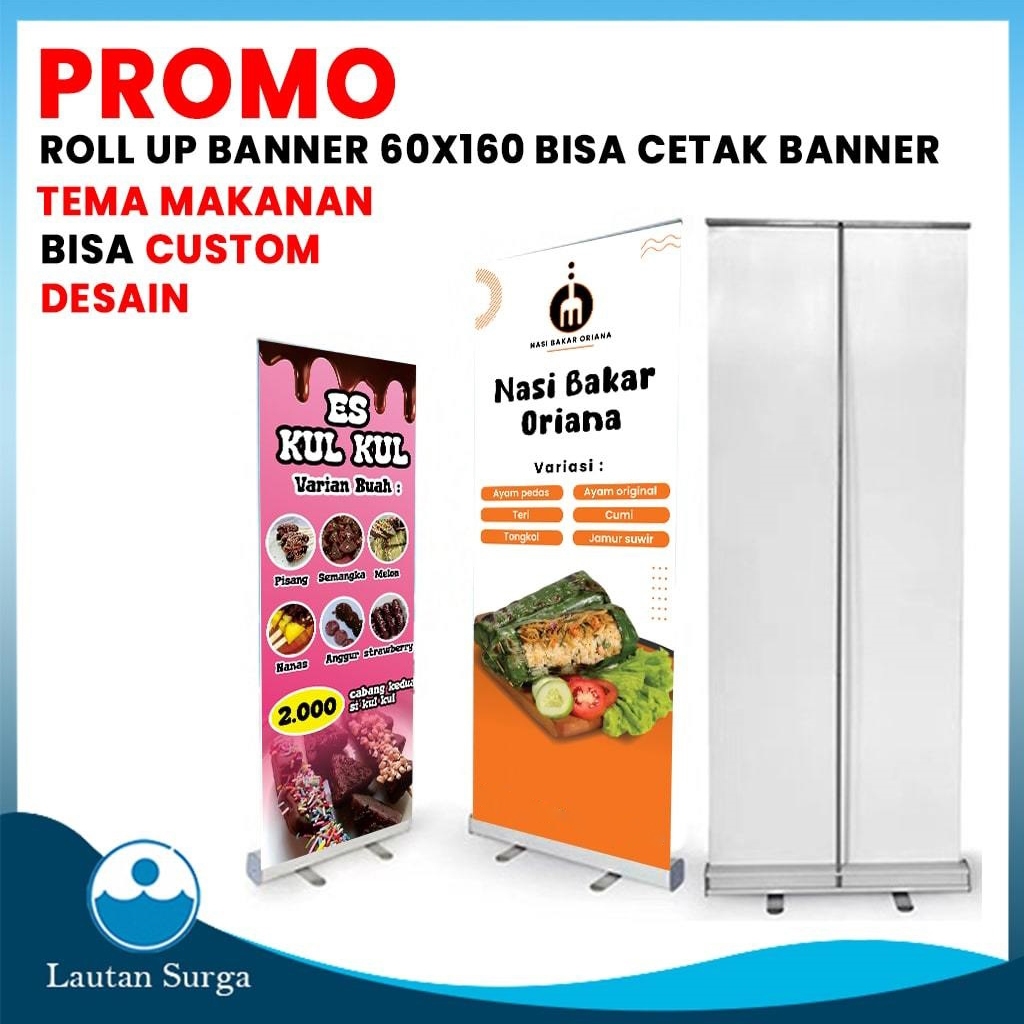 Jual PAKET ROLL UP BANNER 60x160 Cm Cetak Spanduk Baliho Banner Free