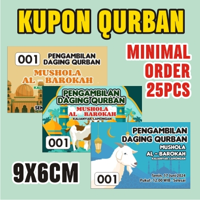 Jual Kartu Kupon Pengambilan Daging Qurban Kurban Request Tulisan Seri