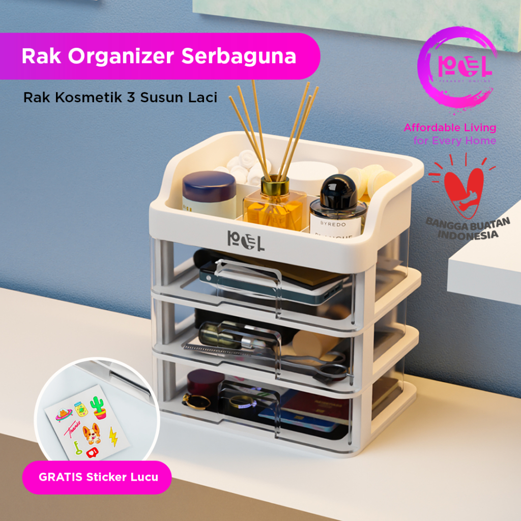 Jual POL COD Rak Make Up Organizer Rak Kosmetik 3 Susun Storage