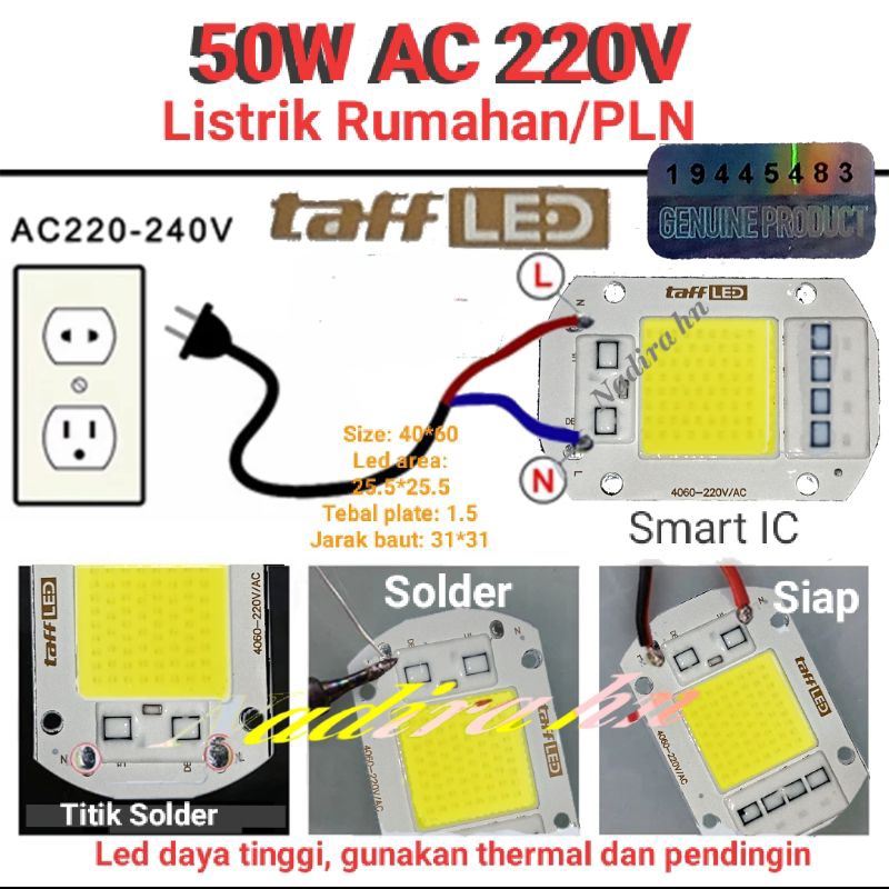 Jual Power Led W V Hpl Chip Lampu Sorot Watt Ac Volt Lampu