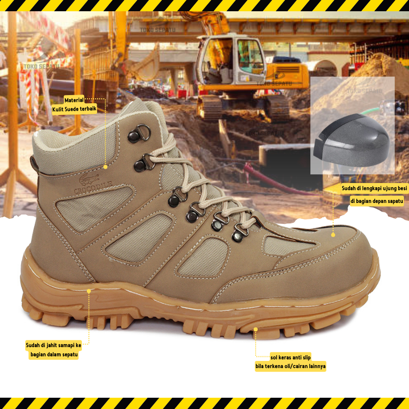 Jual Sepatu Safety Pria Boots Ujung Besi Kerja Proyek Lapagan Sepatu