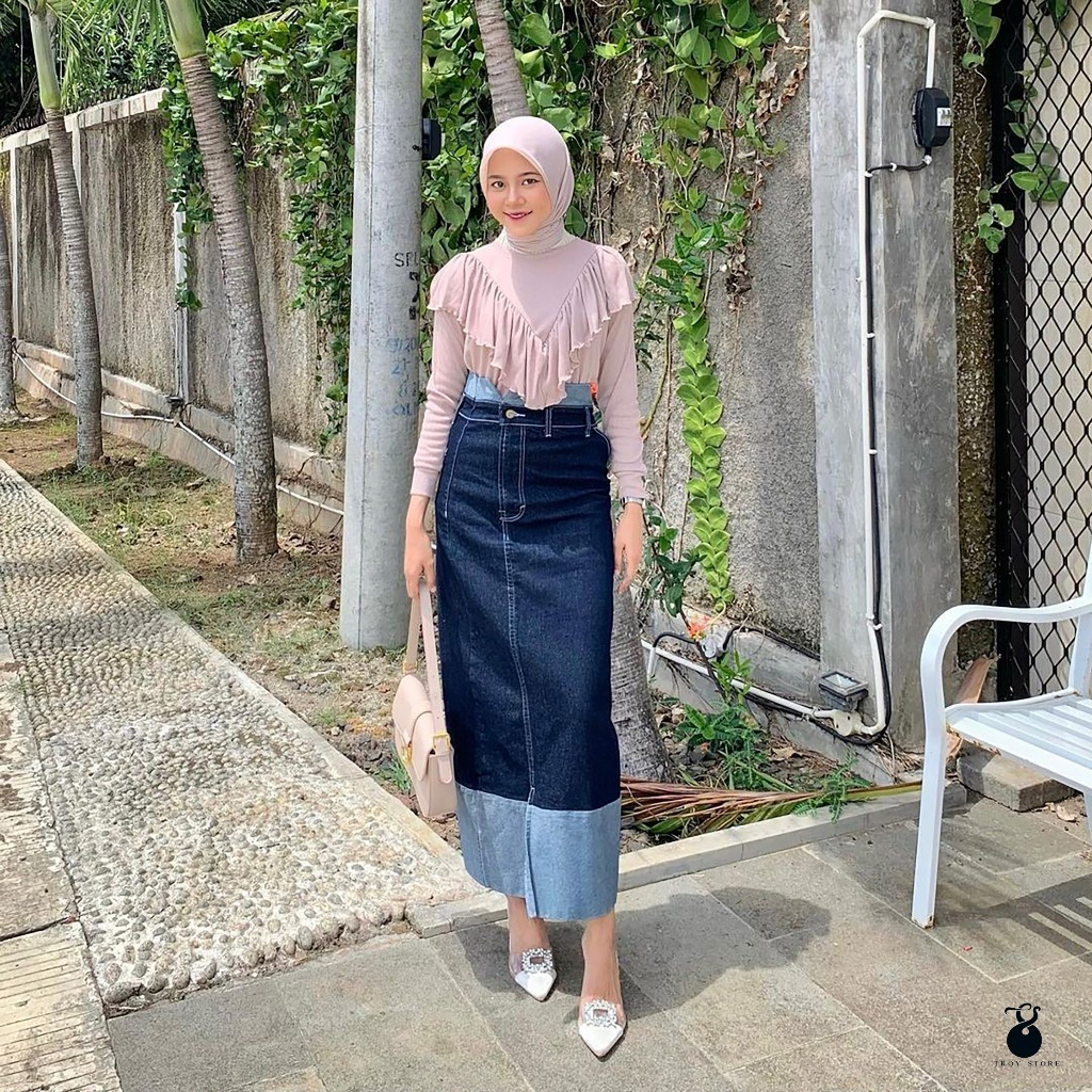 Jual Rok Jeans Wanita Cargo Belah Depan Shopee Indonesia