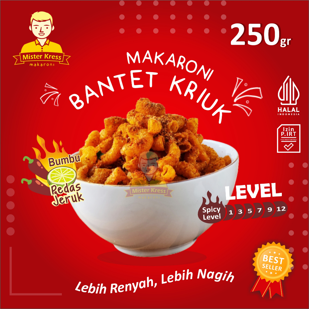 Jual Mister Kress Makaroni Bantet Gr Bantet Kriuk Pedas Renyah Daun