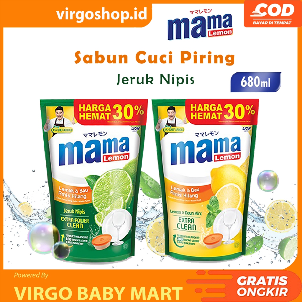 Jual Mama Lemon Sabun Cuci Piring Jeruk Nipis Daun Mint Pouch 680 Ml