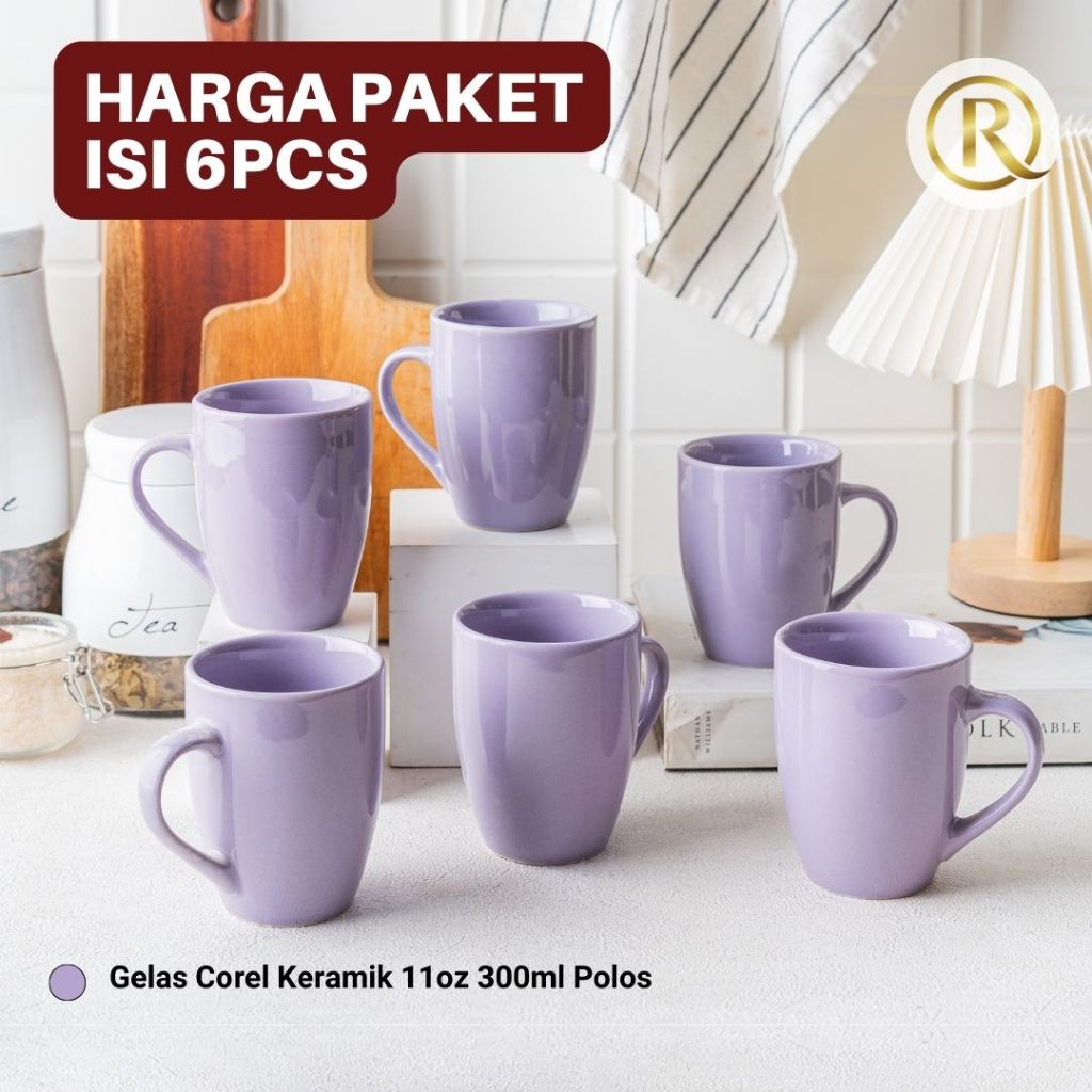 Jual Paket Isi Pcs Gelas Corel Keramik Oz Ml Polos Shopee