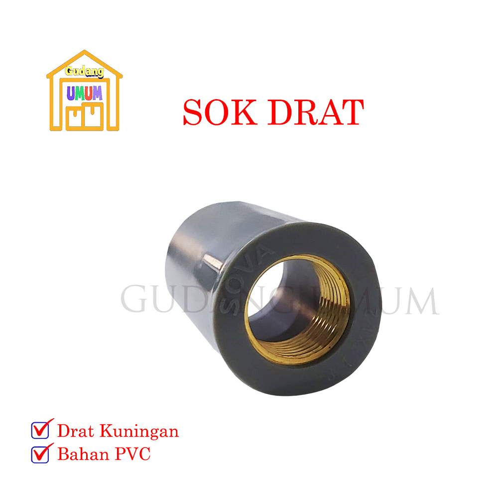 Jual Sok Drat Dalam Kuningan 1 2 X 3 4 Inch SOVA Faucet Socket Shopee