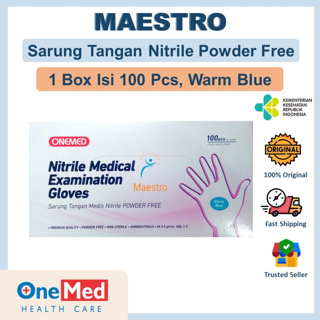 Jual Sarung Tangan Nitrile Onemed Powder Free Medis Nitril Medical