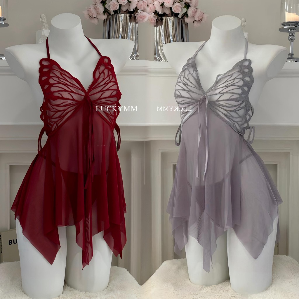 Jual Luckymm Lingerie Dress Sexy Transparan Kupu Kupu Baju Tidur Sexy