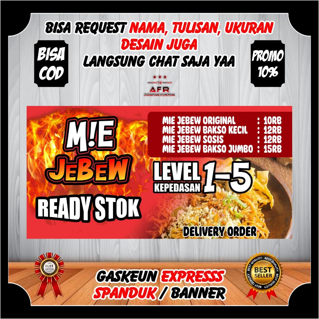 Jual Spanduk Banner Backdrop Mie Jebew Free Desain Custom Nama Harga