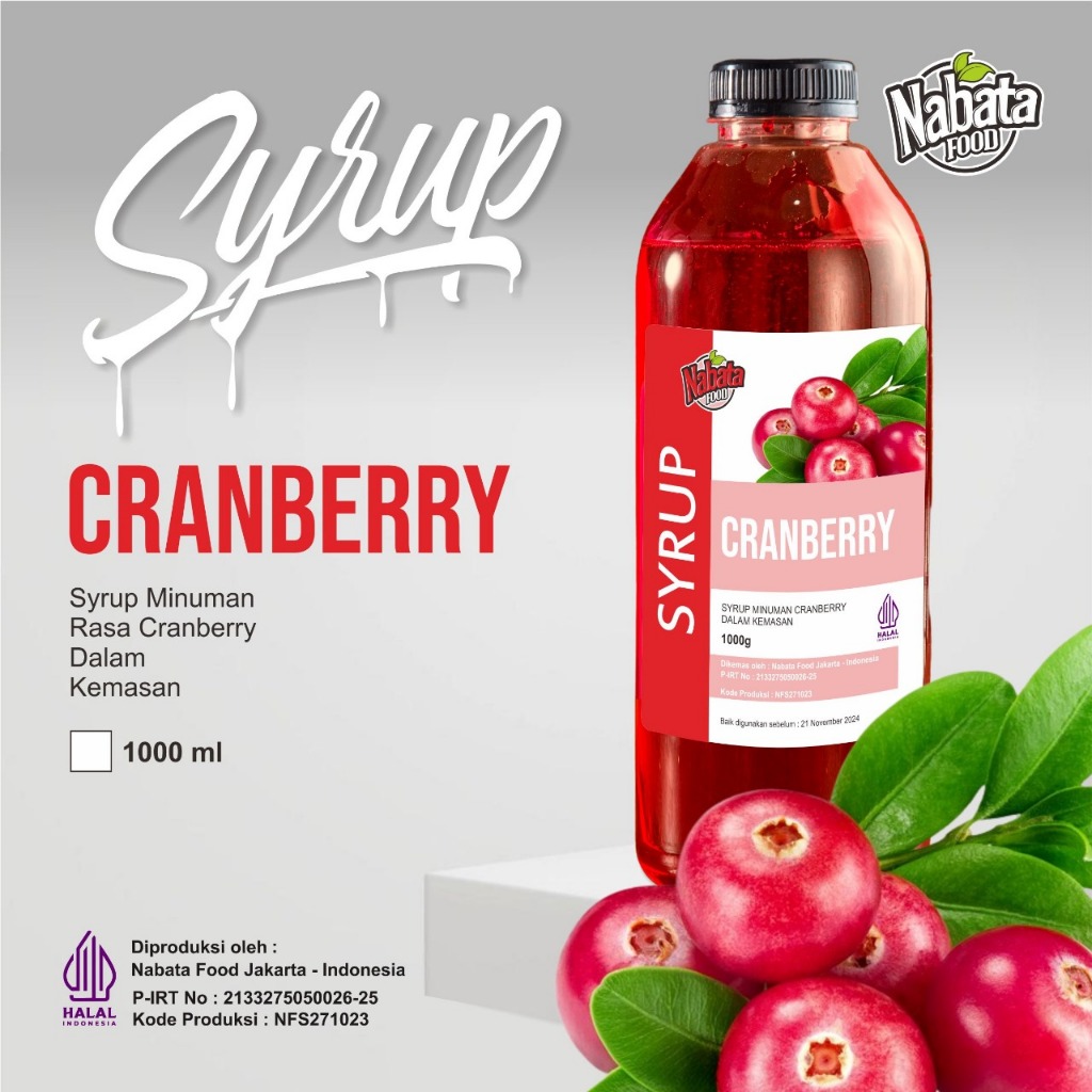 Jual Sirup Cranberry Nabata Food 1 Liter Cranberry Syrup Merek Nabata