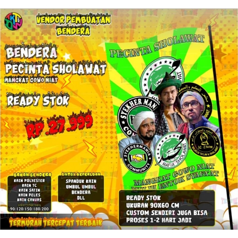 Jual Bendera Pecinta Sholawat Mangkat Gowo Niat Ready Stok Dan