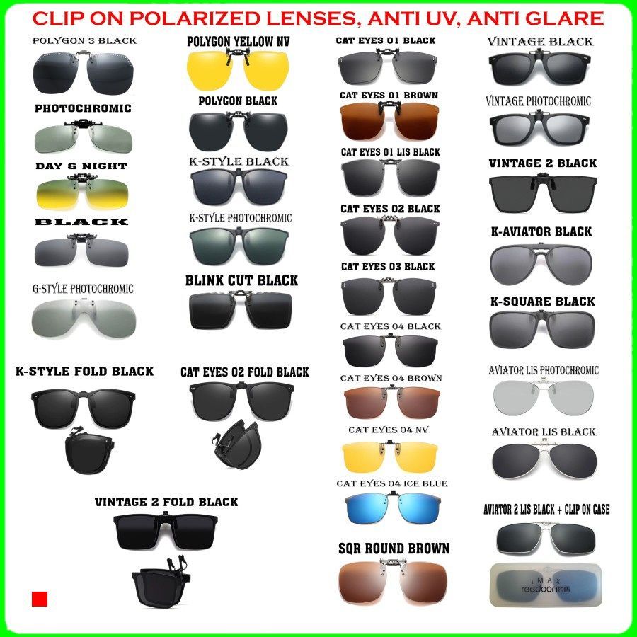 Jual Kacamata Clip On Anti UV Anti Silau Siang Dan Malam Polarized