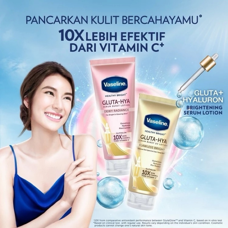 Jual Vaseline Gluta Gluta Hya Serum Burst Uv Lotion Flawless Bright