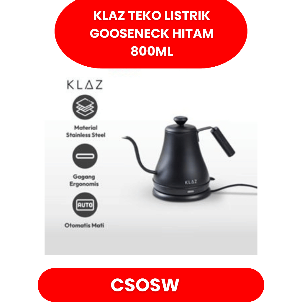 Jual KLAZ Teko Listrik Leher Angsa Gooseneck Electric Kettle 800 Ml