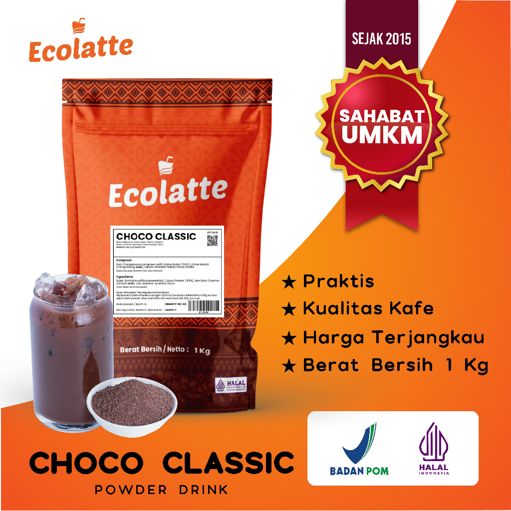 Jual CHOCO CLASSIC ECOLATTE BUBUK MINUMAN 1 KG PREMIUM Powder Drink