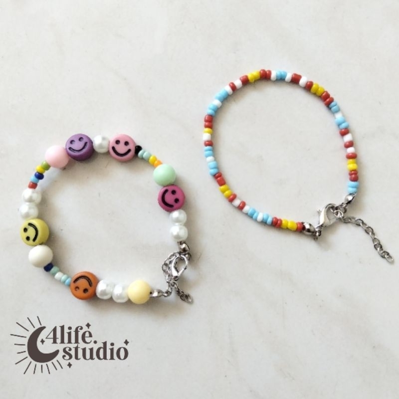 Jual Baca Deskripsi Bracelet Beads Smile Cute Y K Style Rainbow