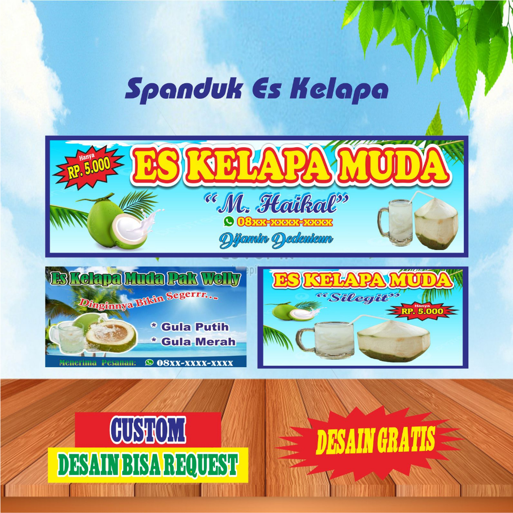 Jual Spanduk Banner Es Kelapa Desain Gratis Custom Shopee Indonesia