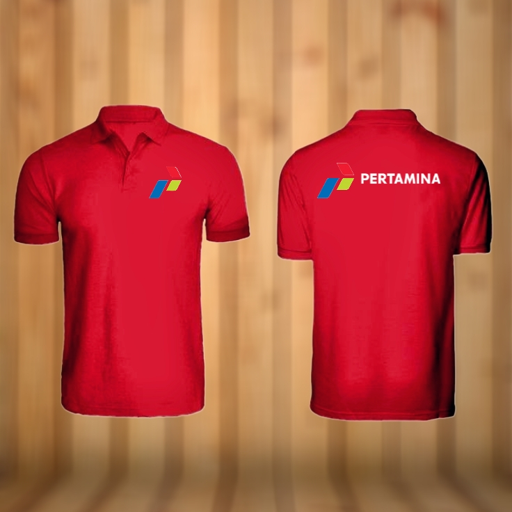 Jual Baju Kaos Poloshirt Sablonan Pertamina Baju Kaos Kerah Sablonan