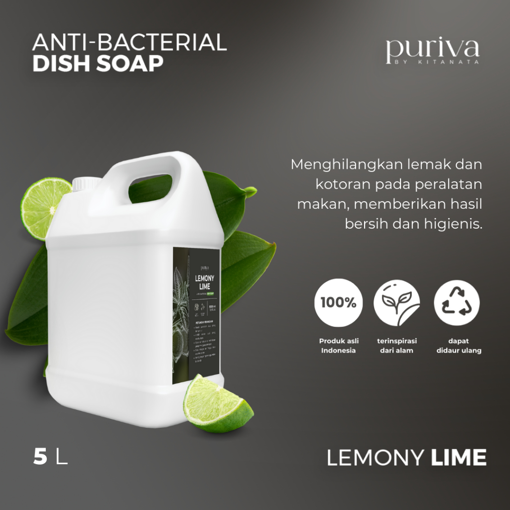 Jual Puriva Antibacterial Dish Soap Sabun Cuci Piring 5 Liter