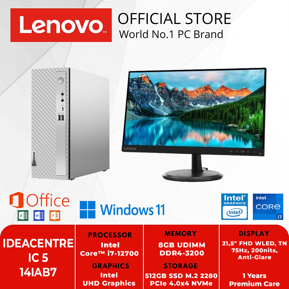 Jual LENOVO PC DESKTOP IDEACENTRE IC 5 14IAB7 8NID CORE I7 12700 8GB