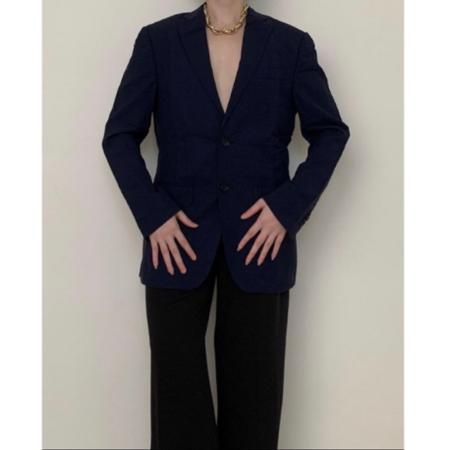 Jual Recycled Navy Blazer Outer Jas Warna Biru Navy Shopee Indonesia