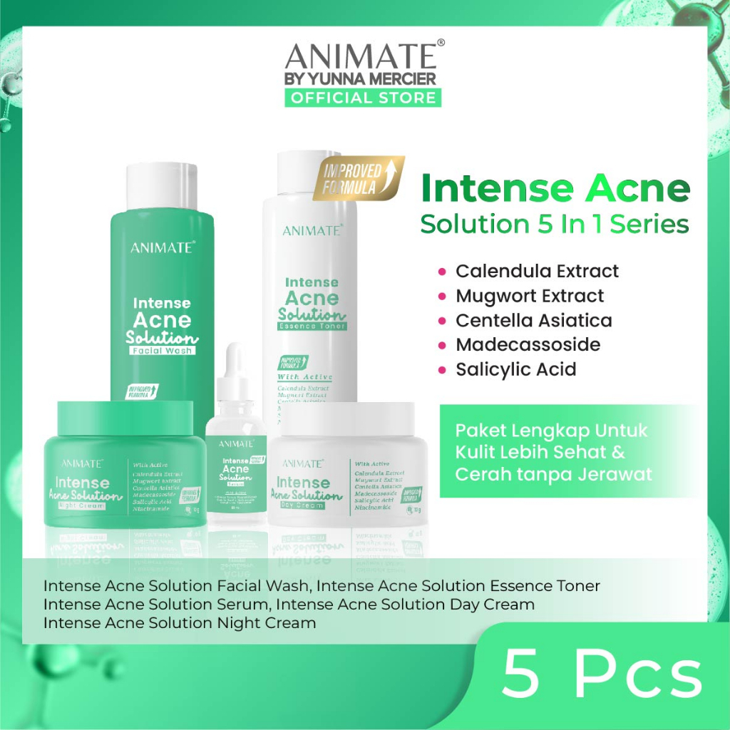 Jual Animate Acne Solution Series 5in1 Paket Perawatan Wajah Berjerawat