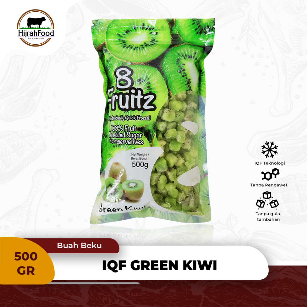 Jual 8 Fruitz IQF Frozen Diced Green Kiwi Buah Kiwi Potong Beku 500