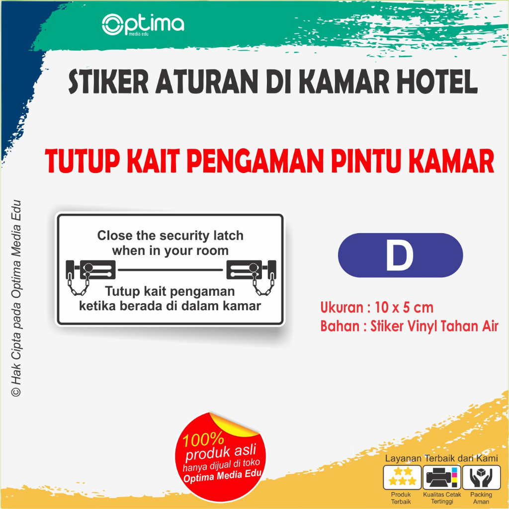 Jual Stiker Aturan Di Kamar Hotel Penginapan Sewa Kost Shopee