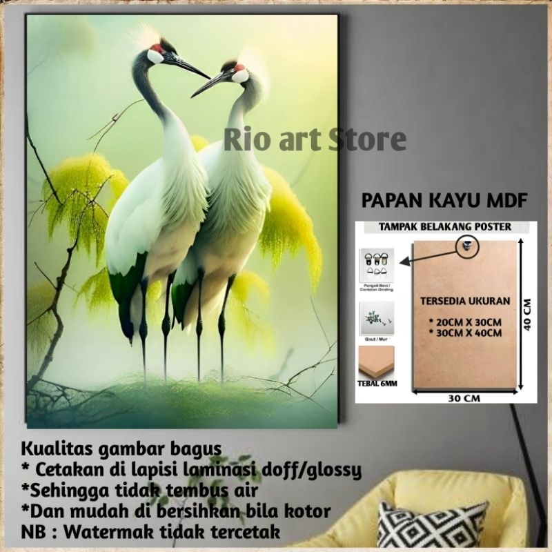 Jual Hiasan Dinding Bahan Papan Kayu Mdf Poster Burung Bangau30 Untuk