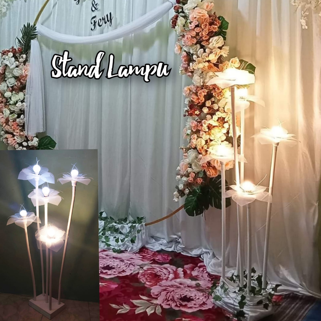 Jual Standing Lampu Dekorasi Pelaminan Wedding Tunangan Bahan Kerajinan