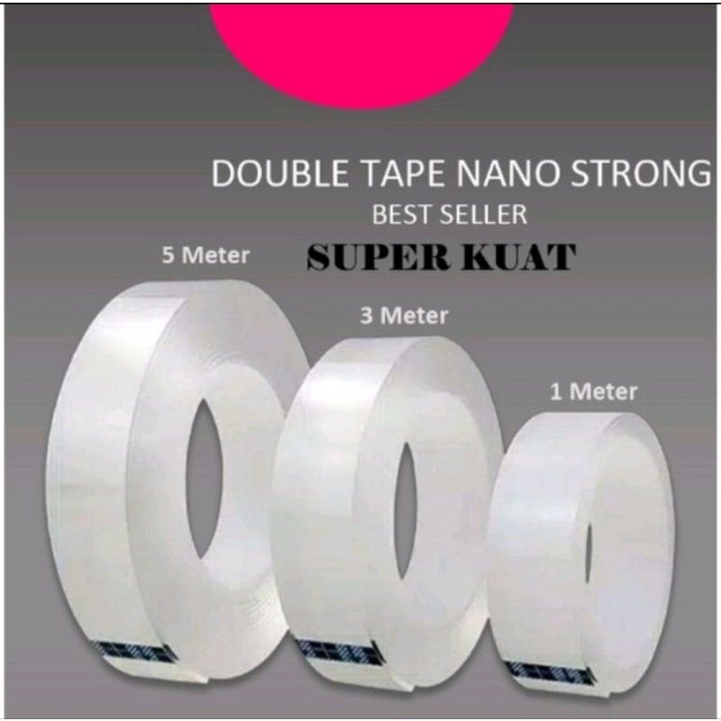 Jual Double Tape NANO AJAIB Bening Tebal Transparan 2 SISI Selotip