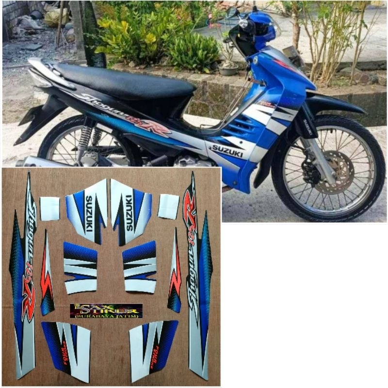 Jual Striping Original Suzuki Shogun 125 R Biru Hitam Tahun 2005