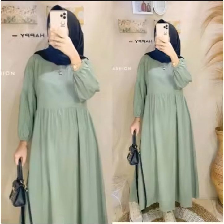 Jual Midi Dress Muslim Kayla Dress Crinkle Airflow Shopee Indonesia