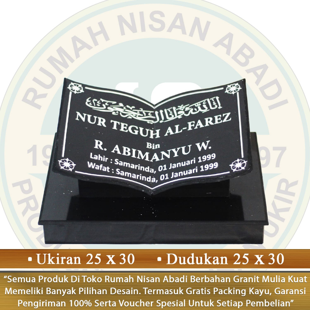 Jual Batu Nisan Granit Makam Model Bentuk Buku Alquran Maesan Kijing