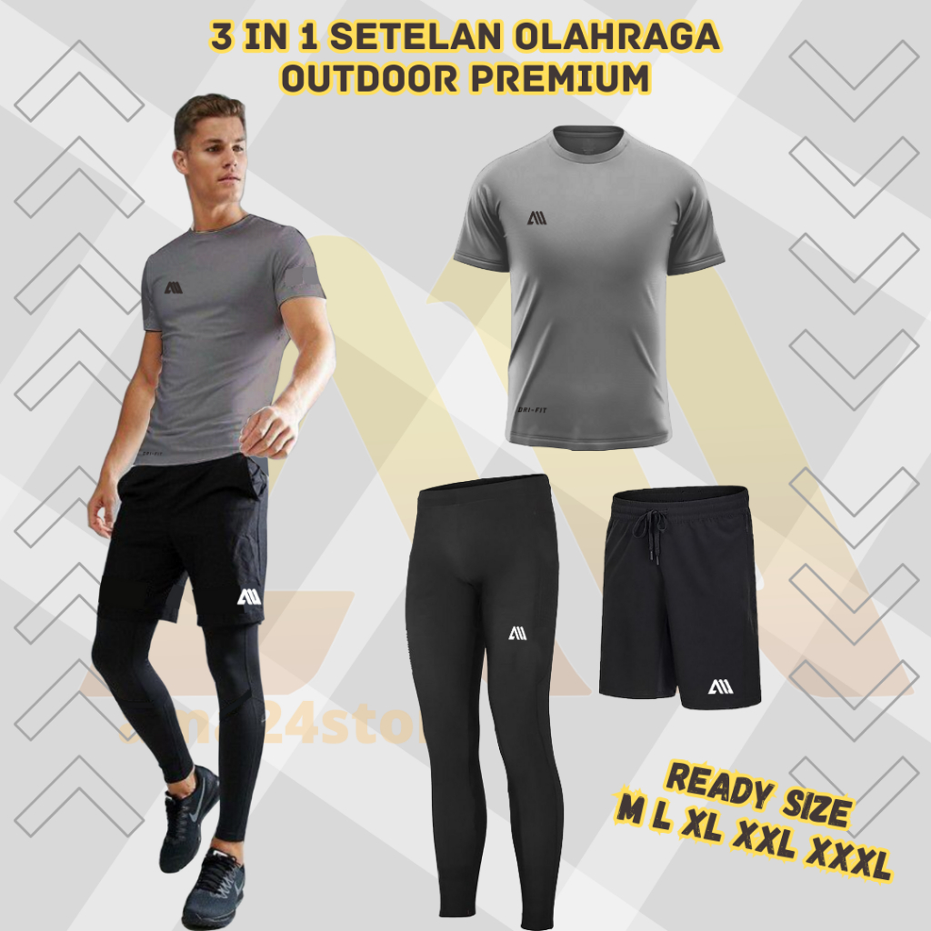 Jual 3 In 1 Stelan Futsal Volly Badminton Running Baju Jersey Polos