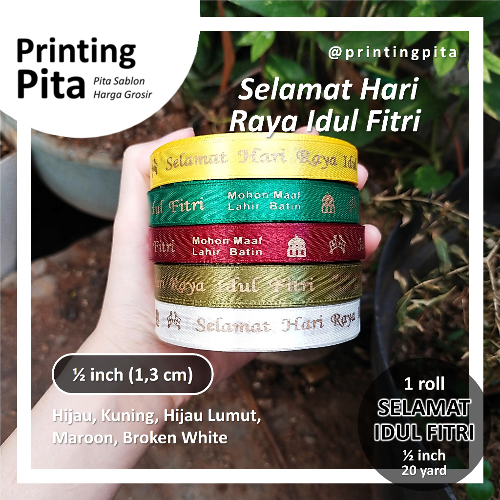 Jual Pita Lebaran Idul Fitri 1 2 Inch 1 Roll 20 Yard PrintingPita