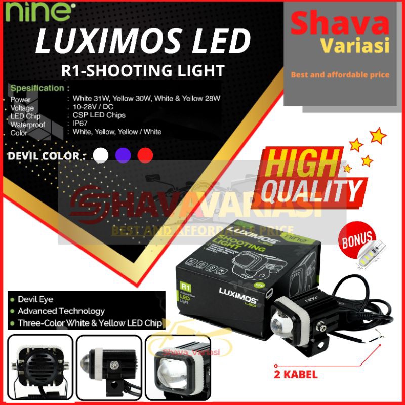 Jual Lampu LED NINE LUXIMOS R1 SHOOTING LIGHT 4 MODE Kuning Putih