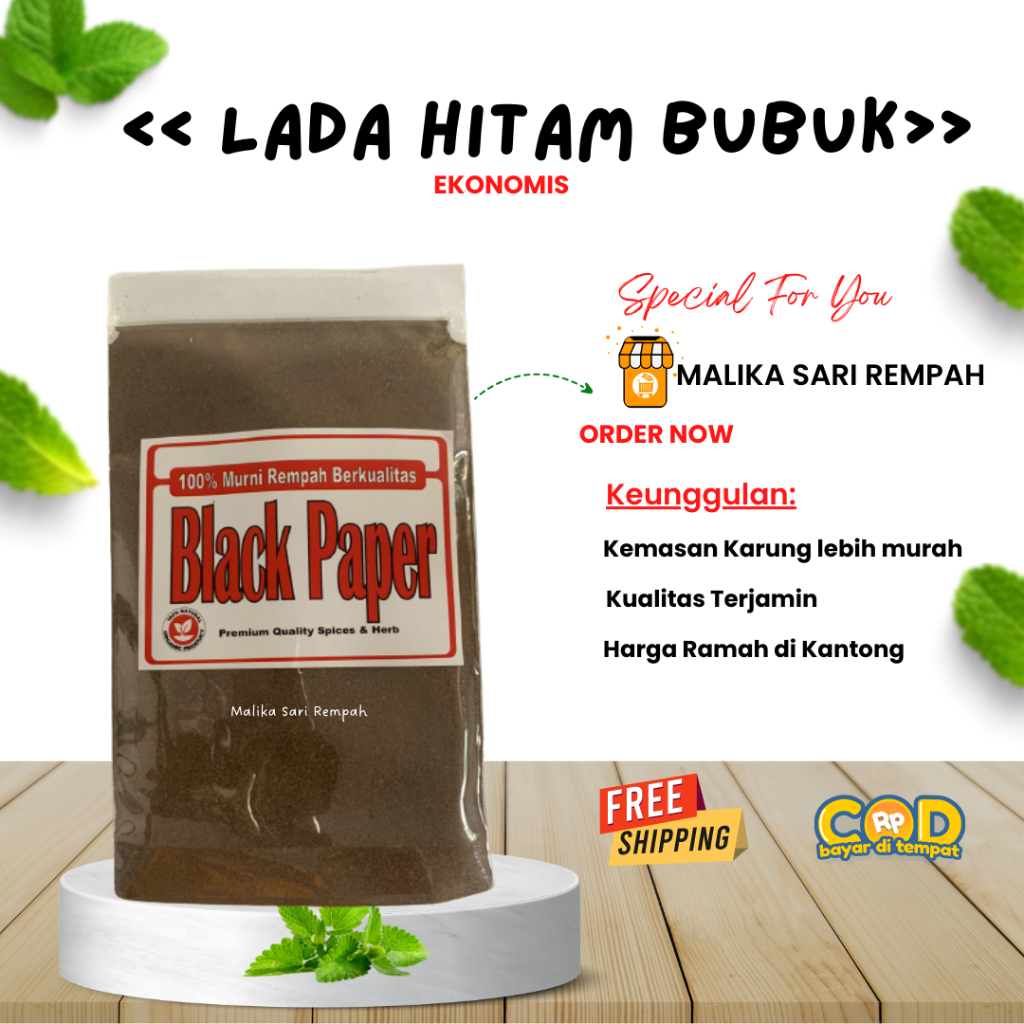 Jual Lada Hitam Bubuk Black Paper Ekonomis 50 Gr MSR Shopee