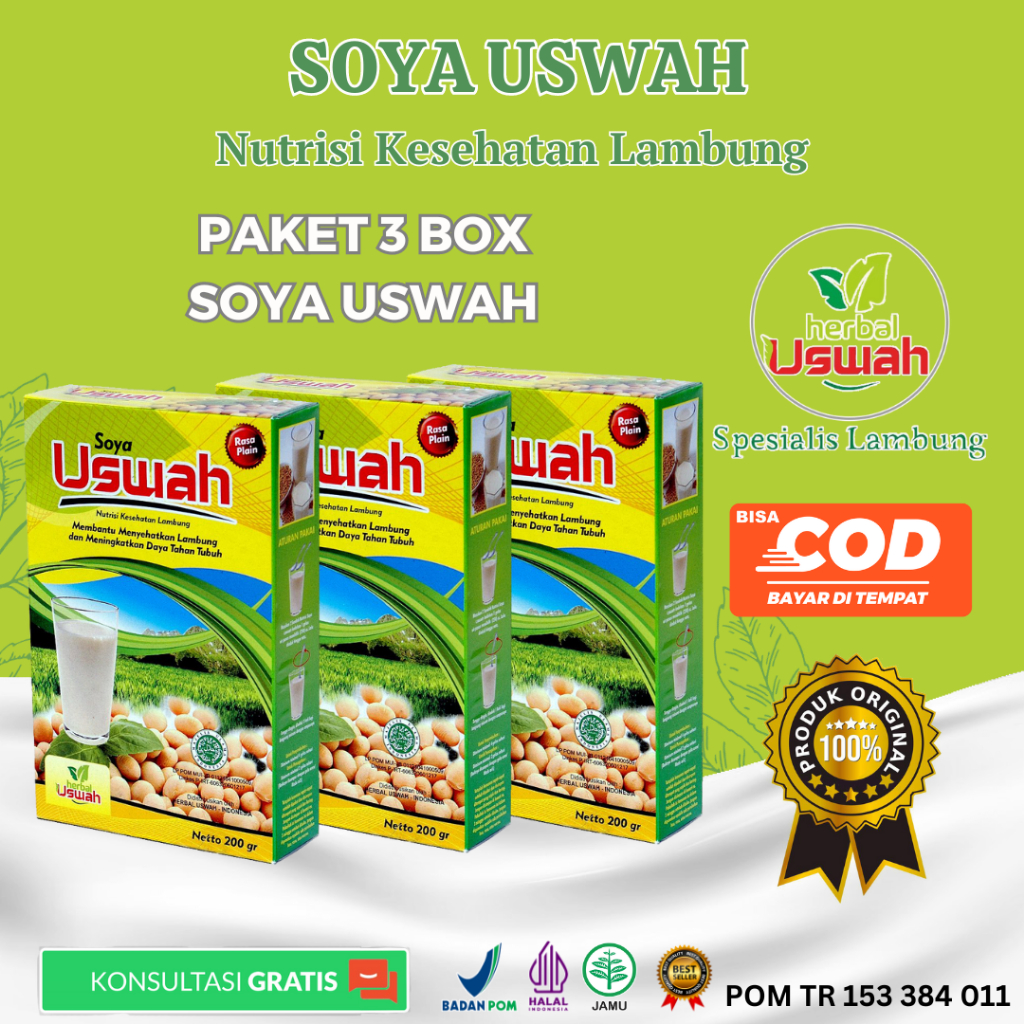 Jual Paket 3 Box SOYA USWAH Susu Herbal Alami Efektif Atasi Masalah