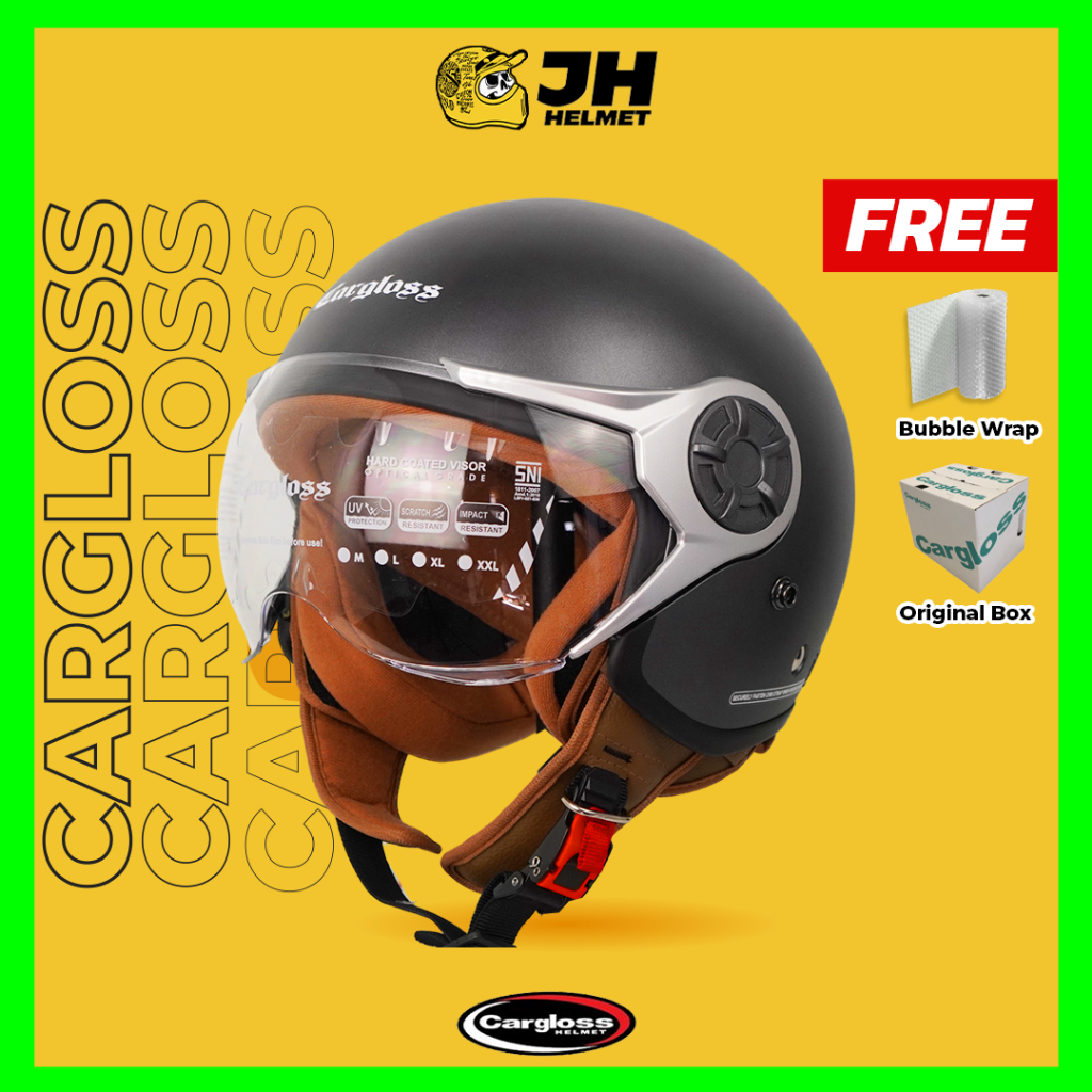 Jual Helm Cargloss Retro Original YRH Hijab Solid Anchore Grey Doff