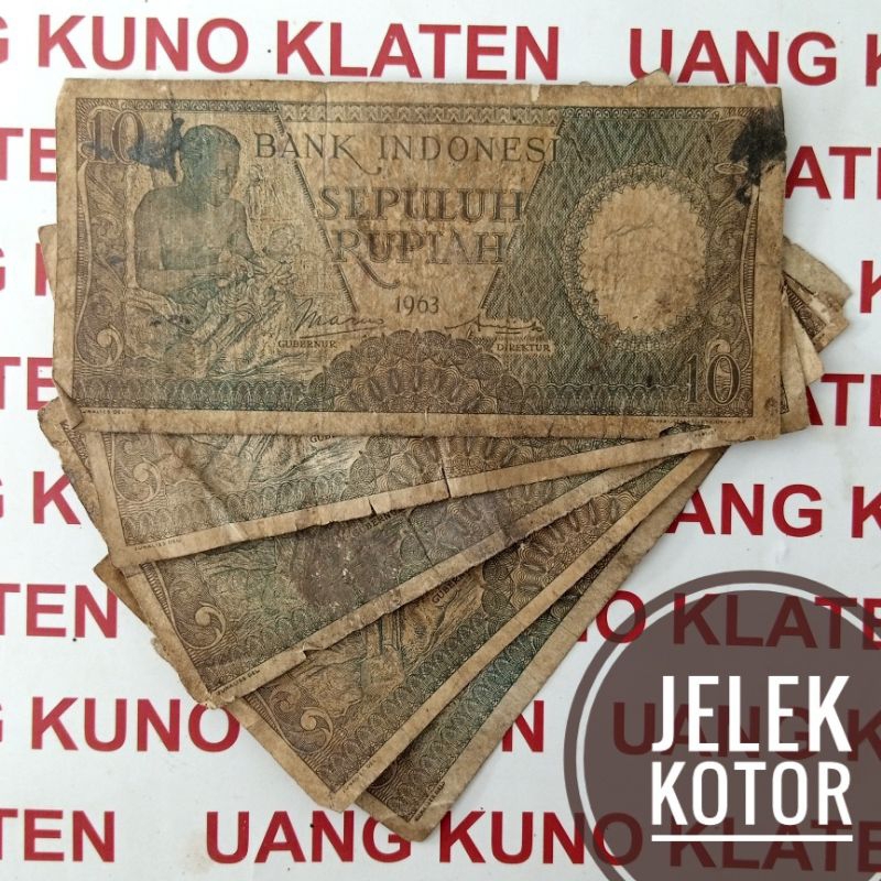 Jual Asli Jelek 10 Rupiah Tahun 1963 Seri Pekerja Tangan Rp Uang Kertas