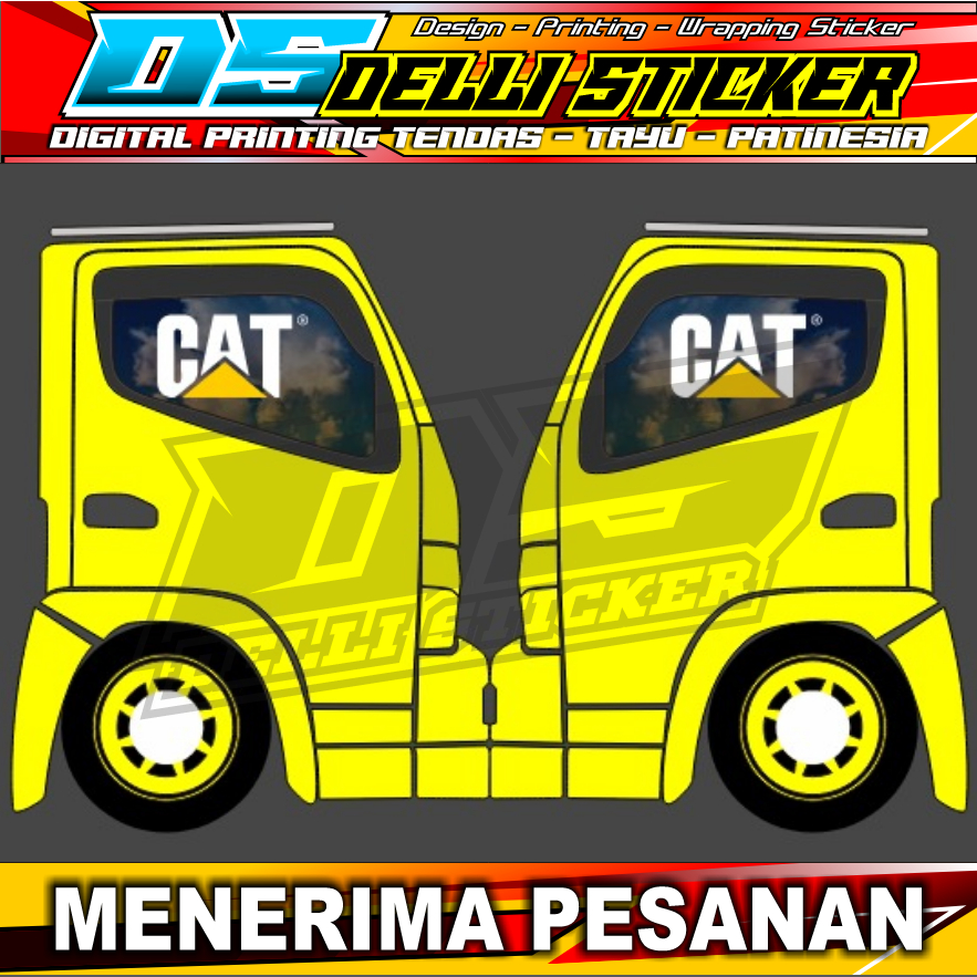 Jual Stiker One Way Kaca Samping Truk Canter Variasi Desain Boleh