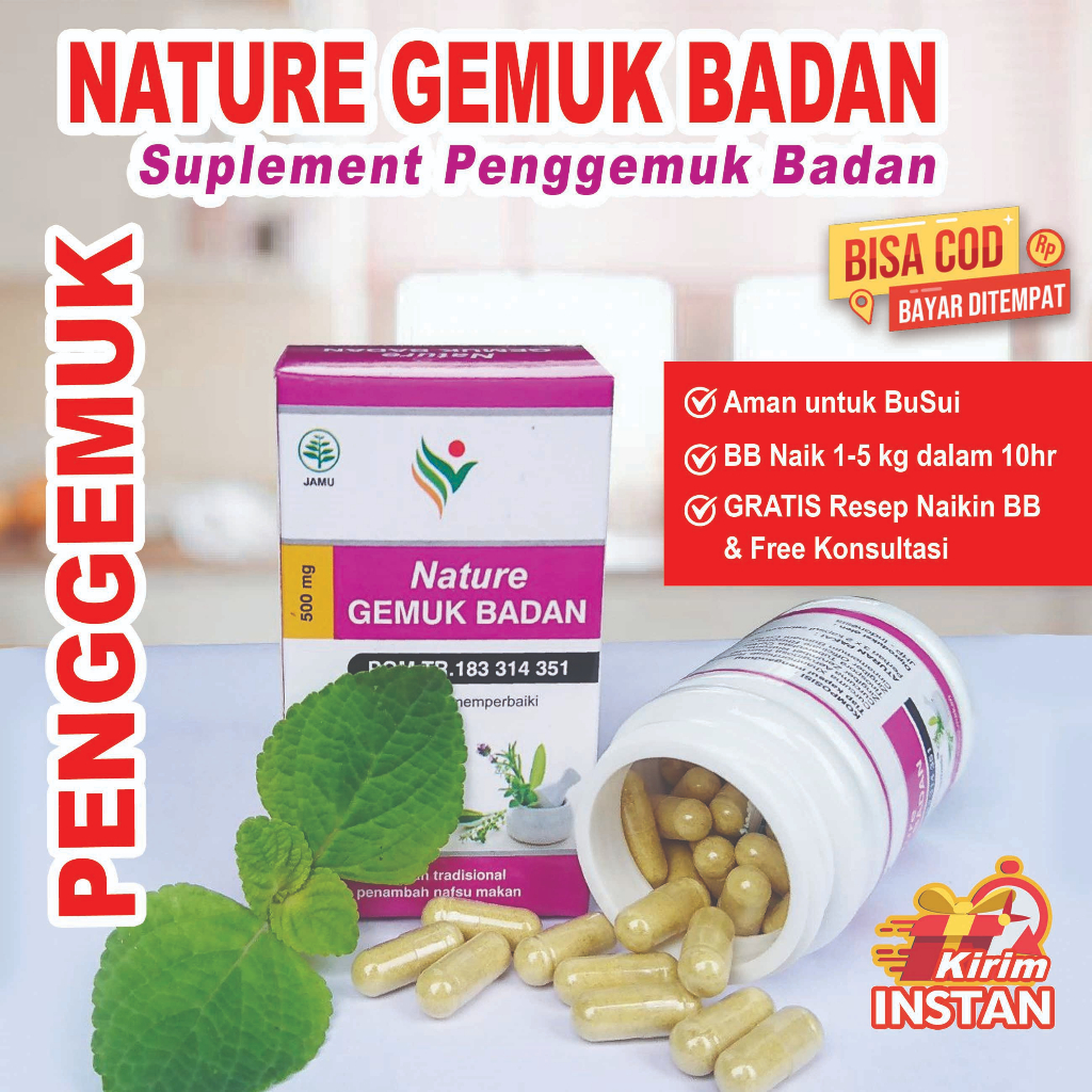 Jual Gemuk Badan Nature Alami Herbal Aman Cepat Original Bpom Isi