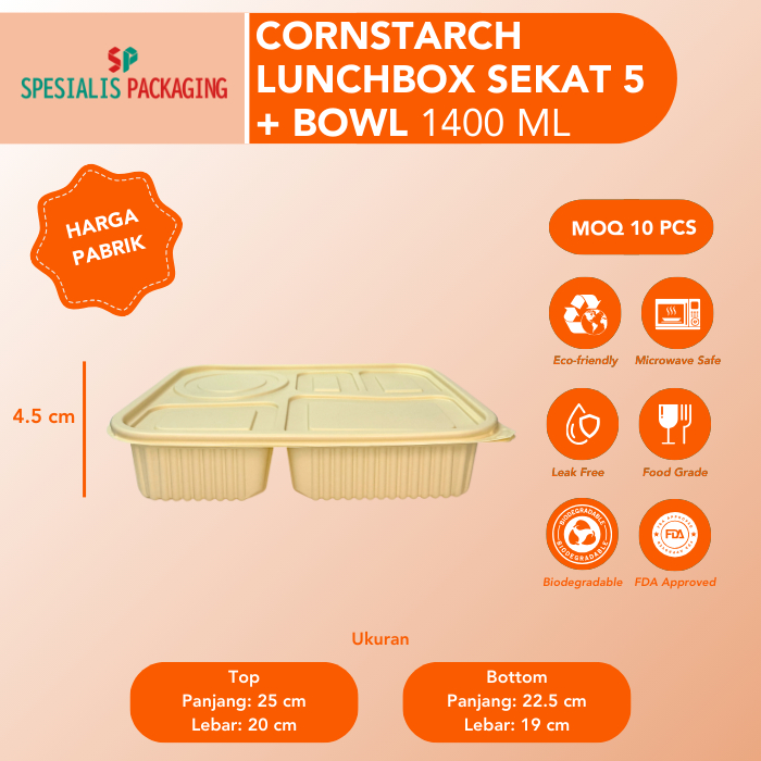 Jual Kotak Makan Sekat Bowl Bagasse Ecofriendly Biodegradable