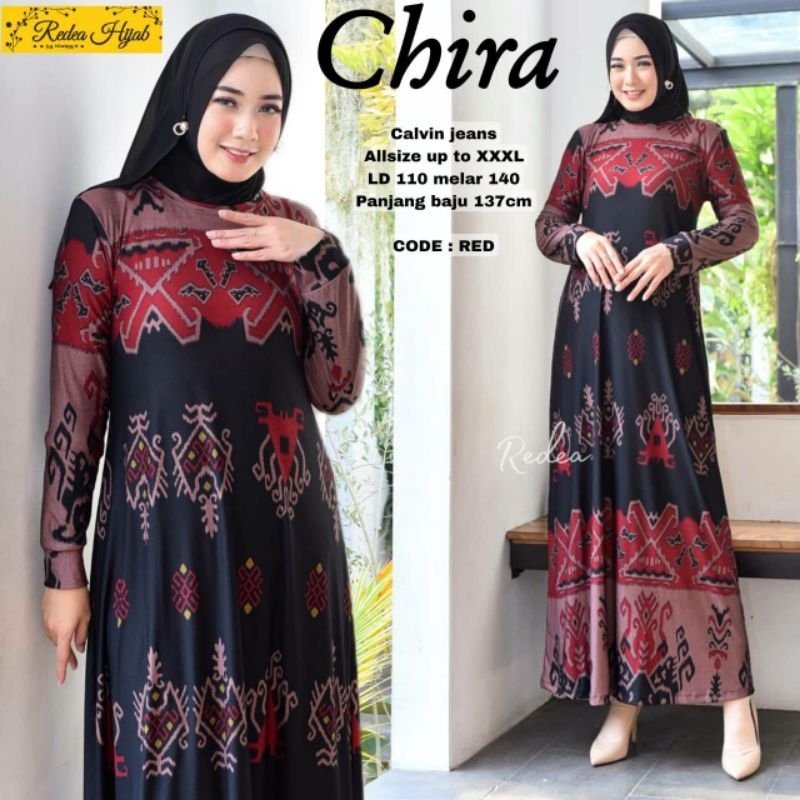 Jual CHIRA JUMBO MAXY BAJU GAMIS WANITA BAHAN CALVIN JEANS MOTIF BATIK