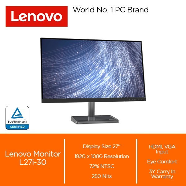 Jual Monitor LED LENOVO L27i 30 IPS 27inch 75hz 4ms FHD 27 Freesync